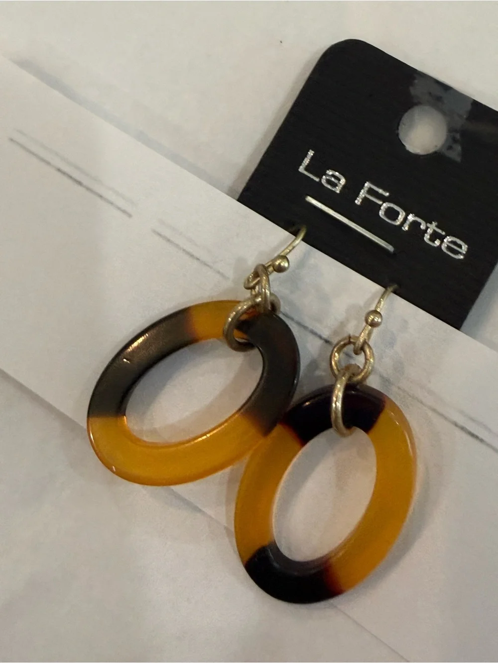 Forte Amber and Dark Brown Oval Drop Earrings